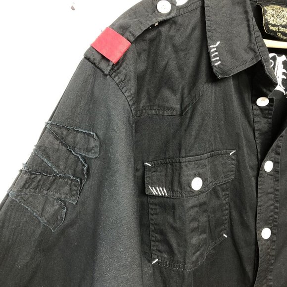 Royal Army Y2K Red Black Cross Wings Embroidered Bling Graphic Streetwear Sz 2X - Picture 11 of 14